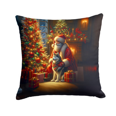 Coussin Siberian Husky and Santa Claus