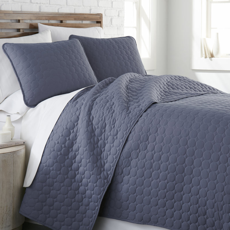 Steel Blue Full Microfiber Quilt Set with Shams