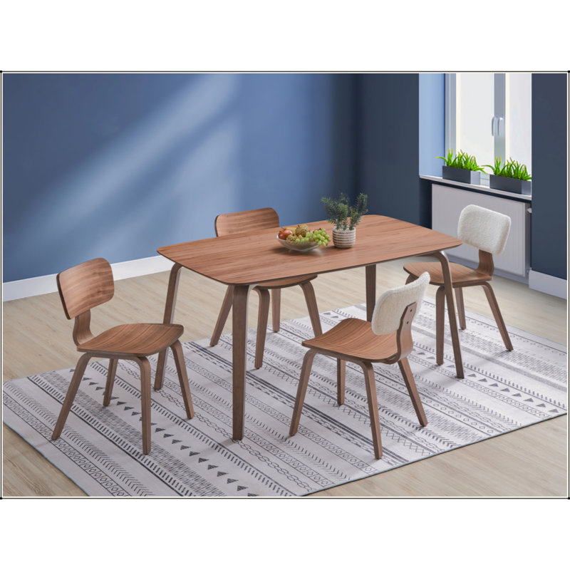 5Pcs Walnut Finish Dining Room Set, Walnut, Walnut