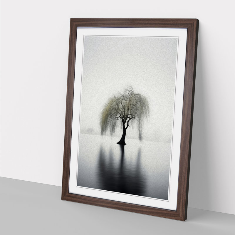 Weeping Willow Minimalism - Framed Print, 34cm H x 25cm W, Walnut Framed