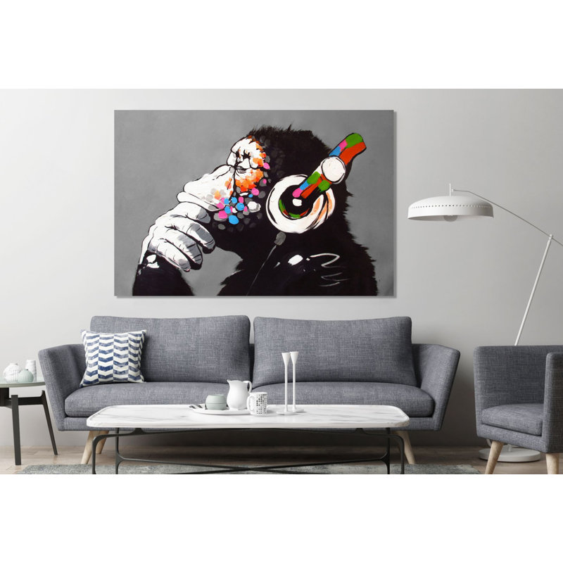 Cool monkey - Impression sur toile tendue, H 30 po x l 45 po x P 1 po