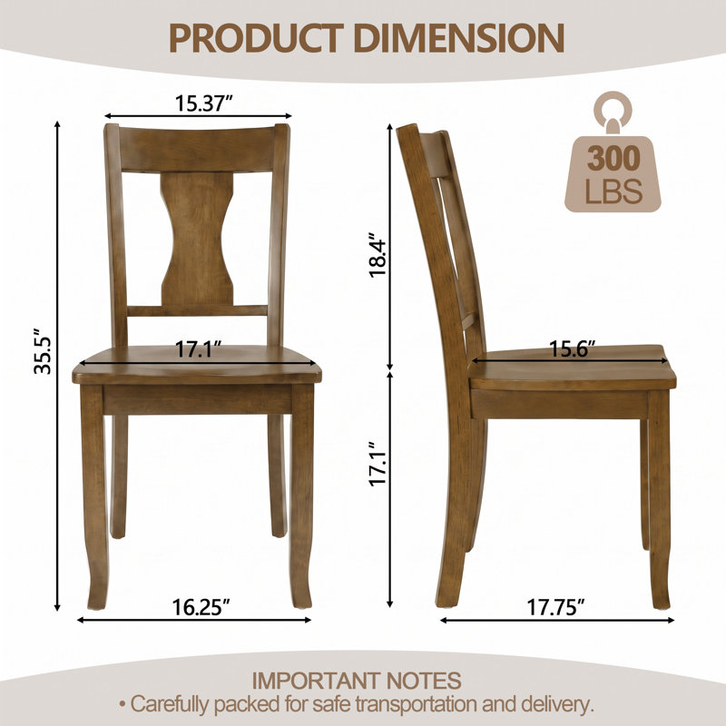 Chaise en bois massif H 17,5 po, Antique Walnut