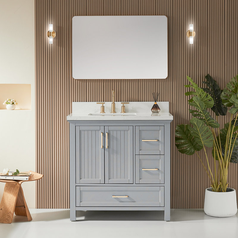 Ensemble de meuble-lavabo autoportant 36 po avec 2 poignées entièrement assemblé