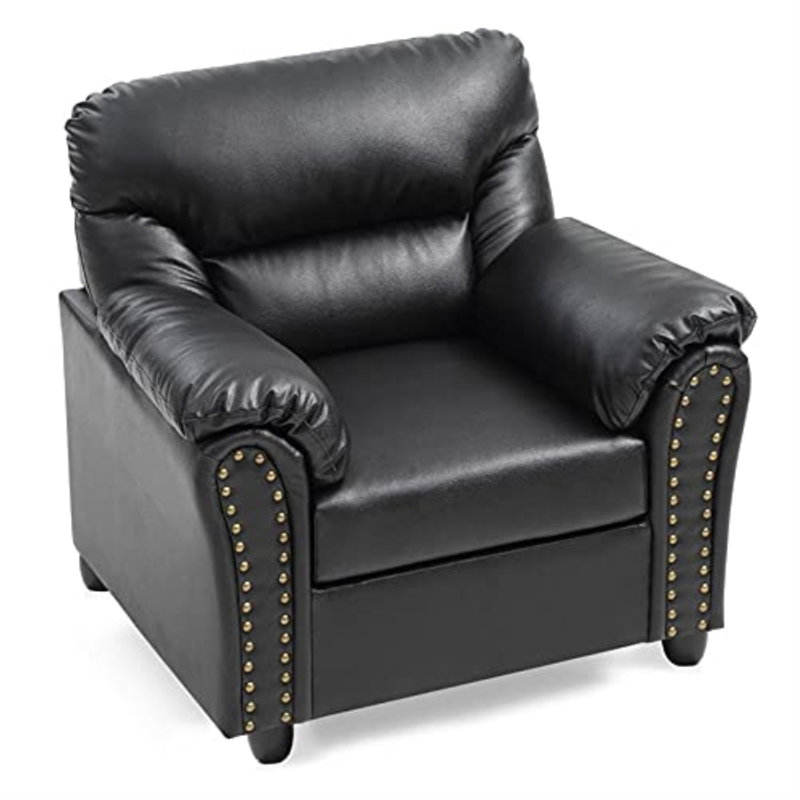 Fauteuil club large de 39 po Chahine, Similicuir noir