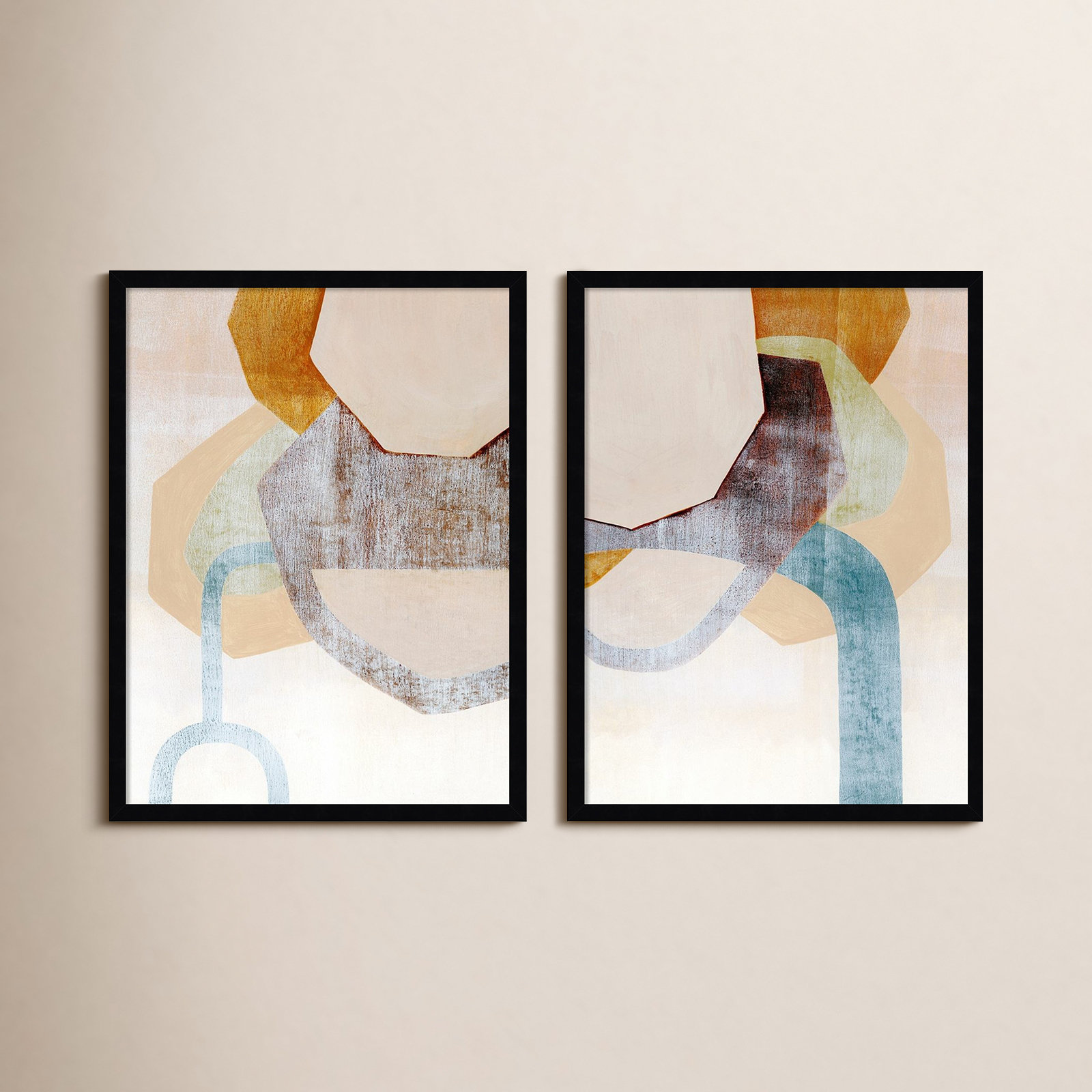 Desert Rockfalls 2-Piece Print Set, Black, 26" H x 42" W
