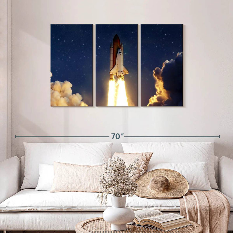 'Rocket Launching Through Clouds, 14" H x 23" W