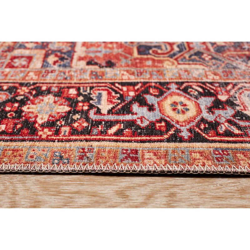 Tapis tissé à la machine Heriz Larrick lavable à la machine Larrick, Tapis de couloir 2 pi 6 po x 7 pi 6 po