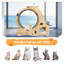 Roue d'exercice 6-en-1 pour chat en bois avec tapis roulant silencieux, grande roue de course intérieure pour chat et tour de mobilier à plusieurs niveaux