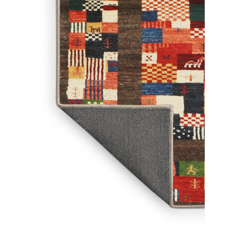 Tapis brun/bleu/gris/zone contemporaine, Rectangle 4 pi x 6 pi