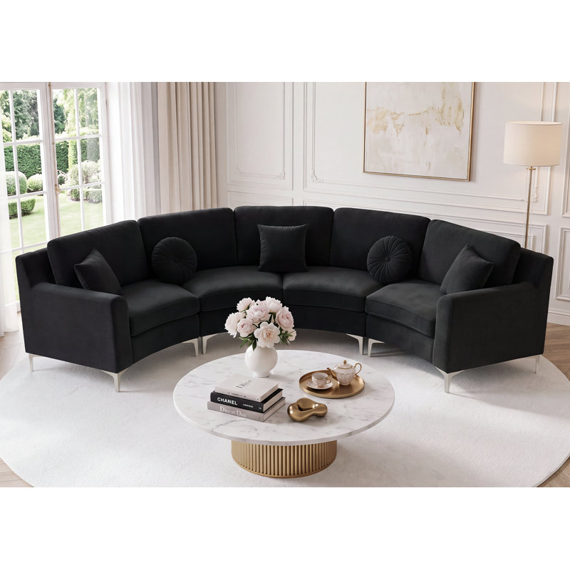 Canapé modulaire Compression, Velours noir
