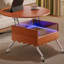 Table basse ronde à plateau relevable avec roues, structure en métal et éclairage multicolore de 27,6 po