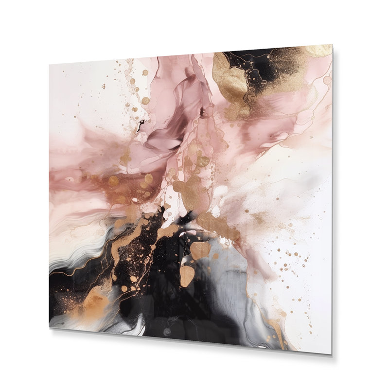 Gold and pink Marble voltage I Metal Wall Decor, 23" H x 23" W x 1" D