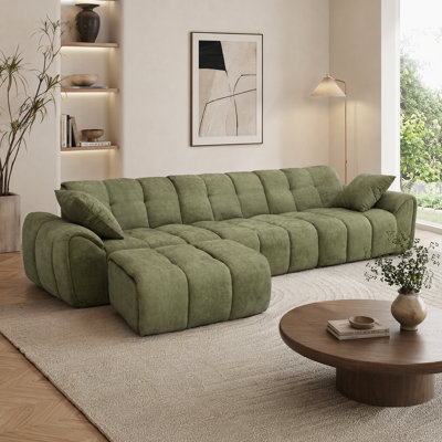 Ensemble de canapé modulaire 120 po sans dossier 120 po avec méridienne, tissu chenille, canapé modulaire amovible pour le salon