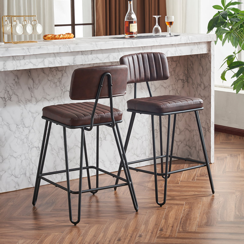 Ensemble de 2 tabourets de bar industriels, sans les tables, Brun