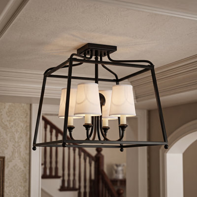 4-Light Modern Metal Open-Frame Lantern Semi-Flush Mount