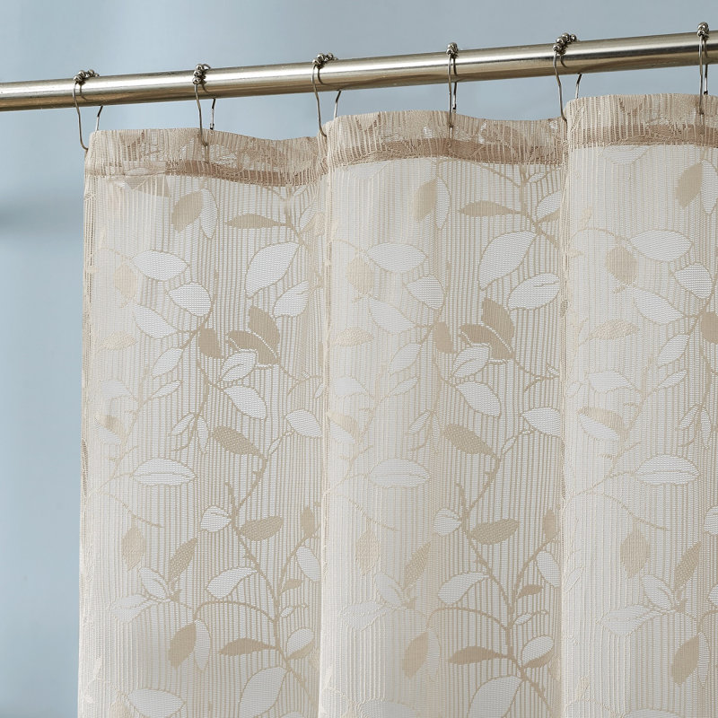 Toraino Floral Shower Curtain. Lace Shower Curtain  Rustic Leaf Pattern, Linen, 72" H x 72" W