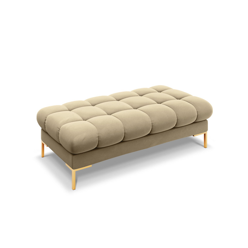 Asbell Polyester Upholstered Bench, Beige, Gold