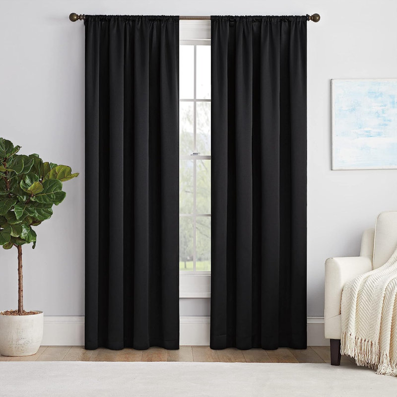Blackout Curtain Single Panel, Black, 54" W x 54" L