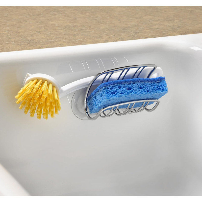 Spectrum Contempo Chrome Arched Suction Cup Sponge Holder for Kitchen Sink