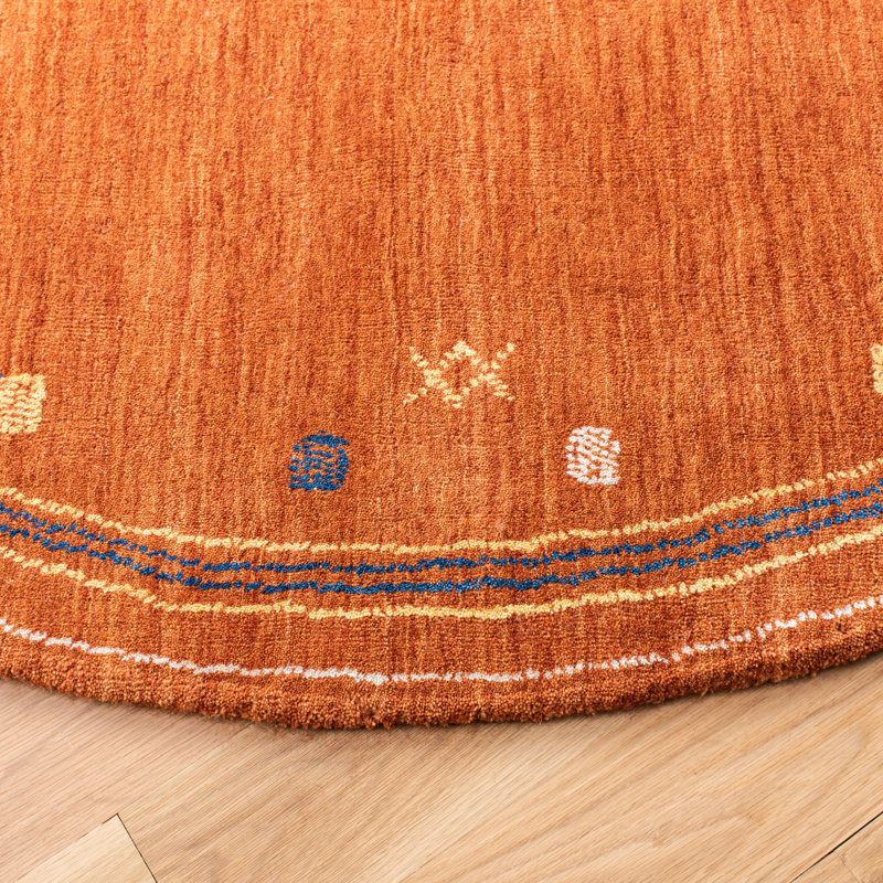 Danette Wool Rust Area Rug, Round 10'