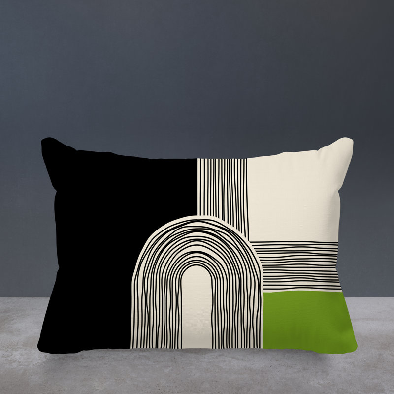Cassie Abstract Outdoor Reversible Throw Pillow, Chartreuse, 14"H x 20"W