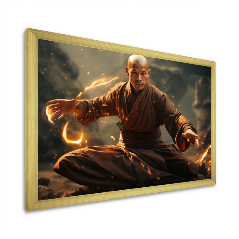 Kung fu II - superhéros, impressions sur toile, Cadre doré à une seule photo, H 12 po x l 20 po x P 1 po