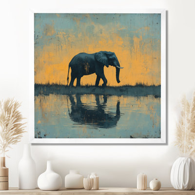Éléphant au bord de l'eau II - éléphant, art mural