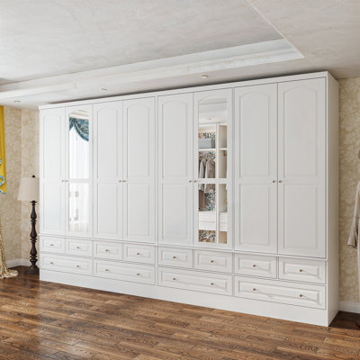 Large Wardrobe Closet Organizer With Mirror by Latitude Run