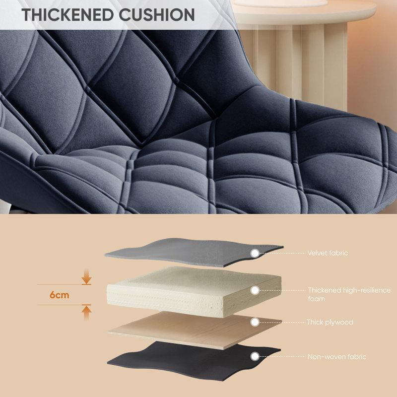 Fabric Upholstered Side Chair, Dark Grey, 6, Dark Grey