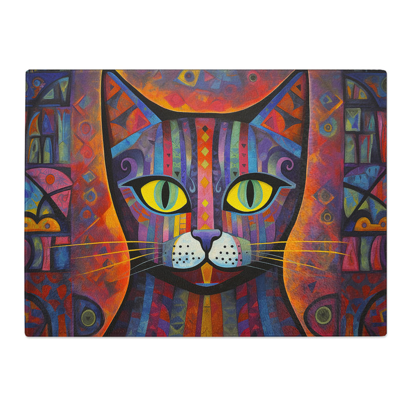 Egyptian Cat Abstract No.2  Glass Chopping Board