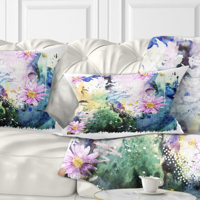Coussin lombaire abstrait d’art floral