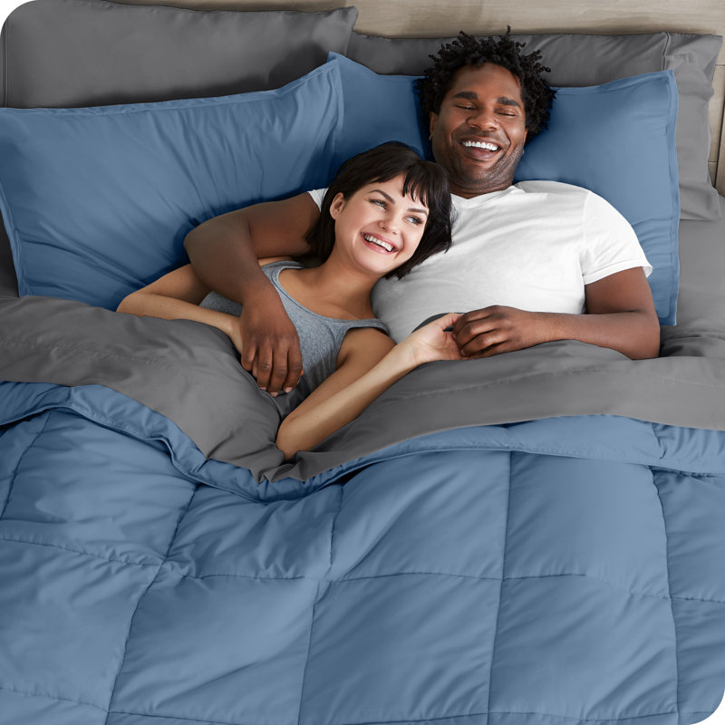 Microfiber Bed-In-A-Bag, King Comforter + 6 Additional Pieces, Coronet Blue/Gray