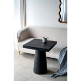 Square Side Table With Pedestal Base