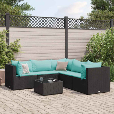  Ensemble de patio noir, bleu eau