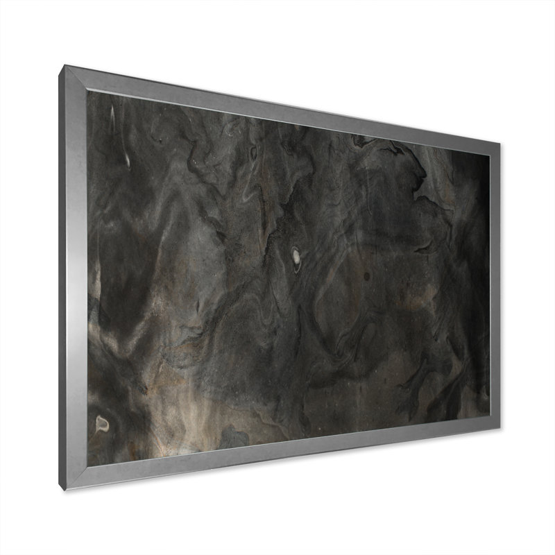 Impression sur toile «Flavour Art Waves In Shades Of Black II», H 30 po x l 40 po x P 1,5 po, Cadre photo argenté