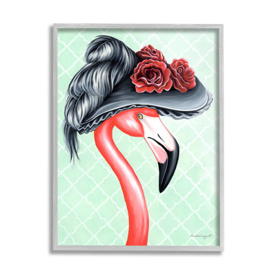 «Chic Flamingo Vintage», chapeau à motif floral noir, estampe numérique texturée par Amelie Legault