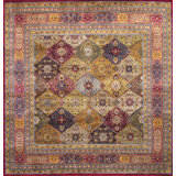 Baku Hand Knotted Wool Oriental Area Rug in Orange/Beige/Brown