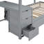 Lit superposé gris Twintwin avec bureau, rangement et ports - prises fonctionnelles élégantes, lit gigogne simple