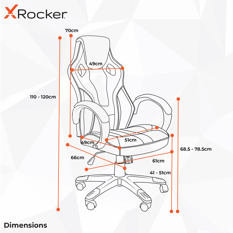 X Rocker Maverick Height Adjustable Gaming Chair, Red/Black