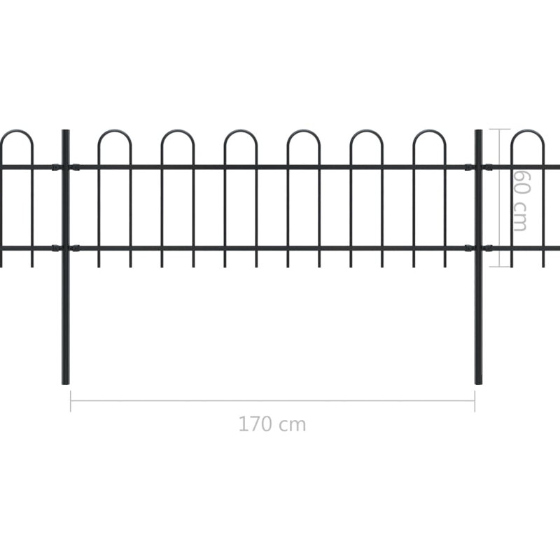 Celinda Black Metal Fence Panels Included, 60cm H x 510cm W x 0.5cm D