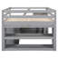 Lit mezzanine espace en gris, pleine grandeur, avec 3 tiroirs, bureau rétractable, tablettes de couleur grise-438063181