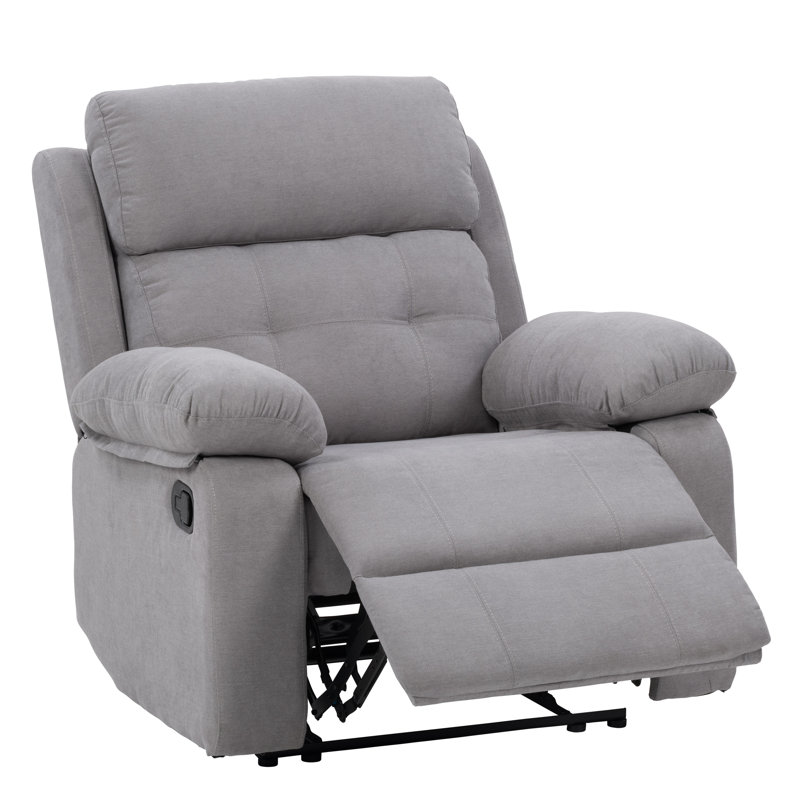 Upholstered Recliner, Light Gray Polyester