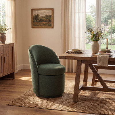 Chaise de salle à manger rembourrée et pivotante, chaise de cuisine en tonneau en tissu Boucle, chaise d'appoint à oreilles, fauteuil de coiffeuse