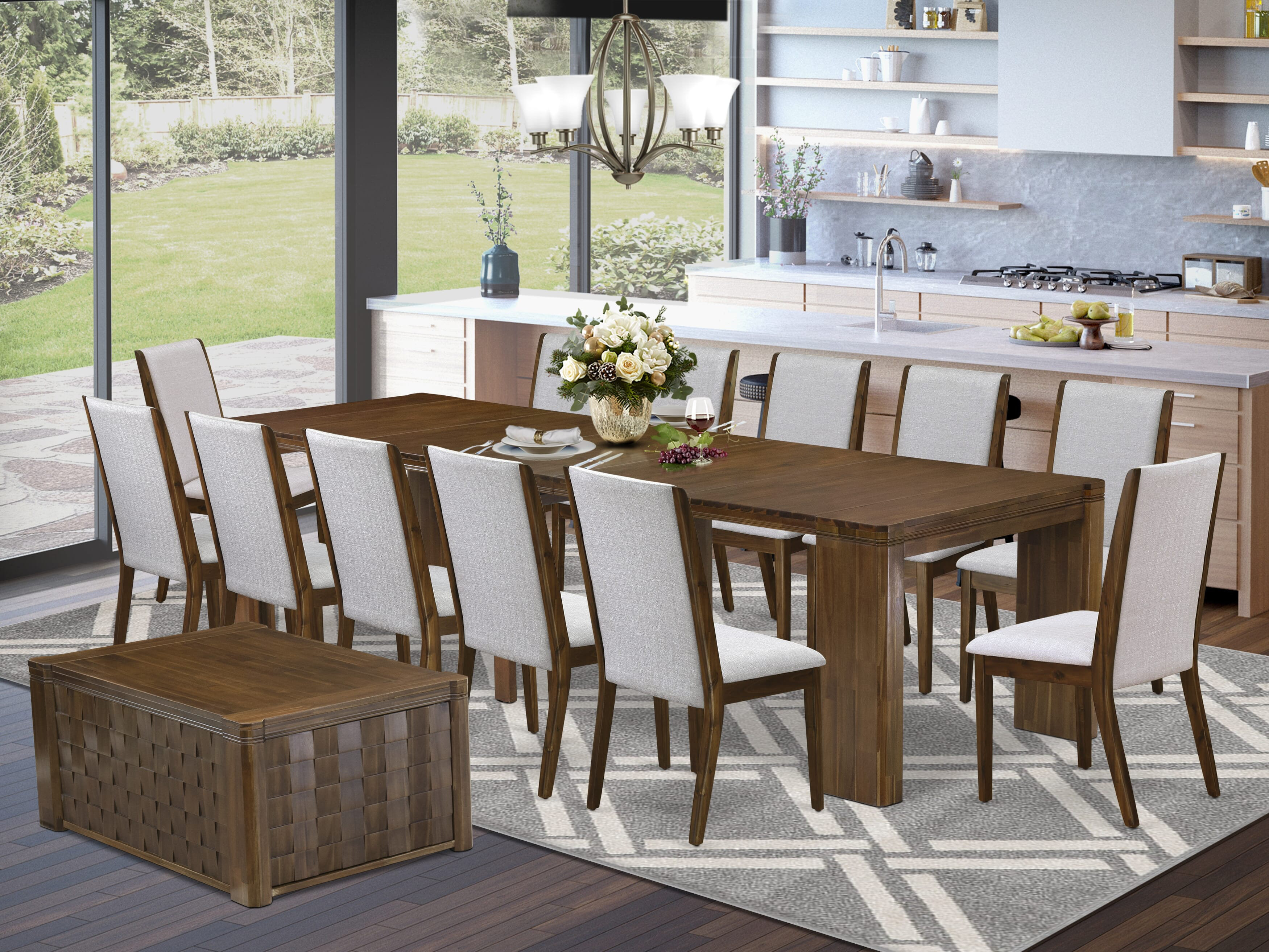 Luxe by East West Furniture 14 Pieces Extendable Dining Set