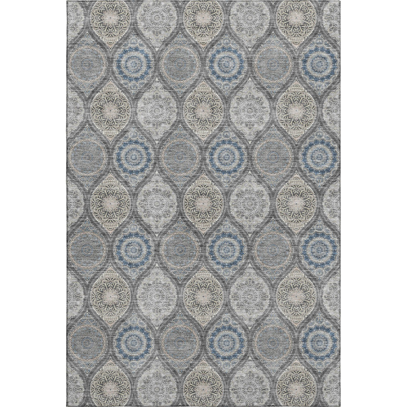 Premium Machine Washable Prisco Gray Rug, Rectangle 3' x 5'