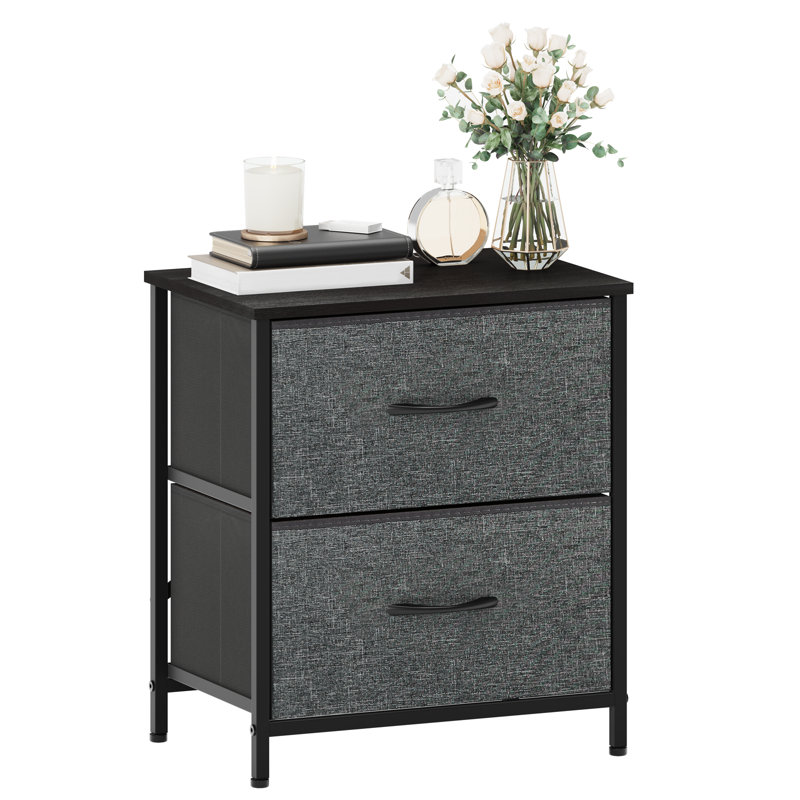 Grandison 2 Drawer Storage Drawer, Gray/Black
