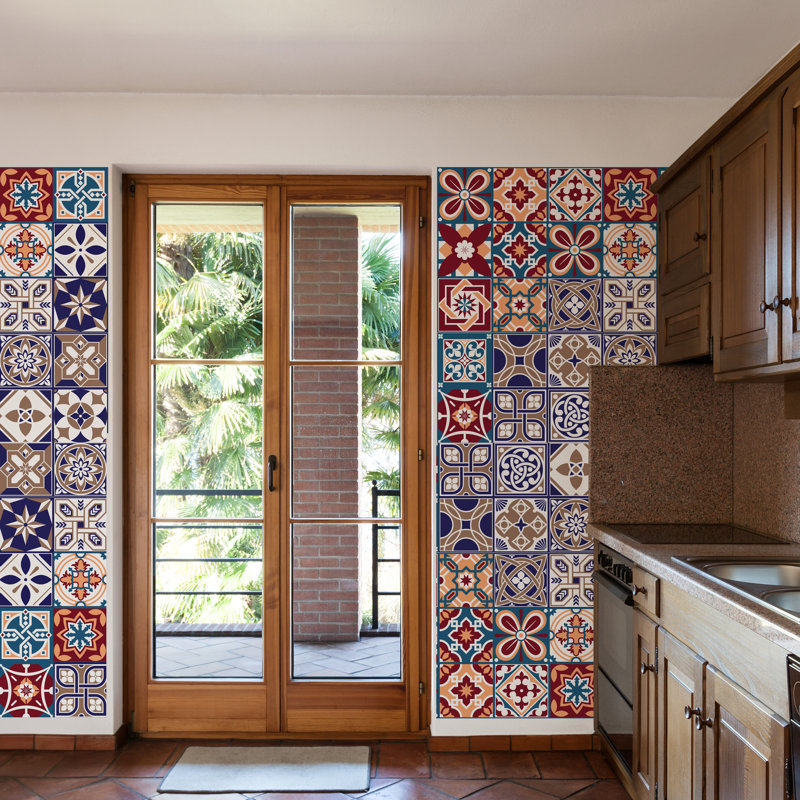 Mahogany Azulejo Mix PVC Mosaic Tile Sticker - 15cm x 15cm, 3 Packs