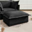 Repose-pieds en chenille moderne avec housses amovibles | Noir | Cadre en bois-1629318328