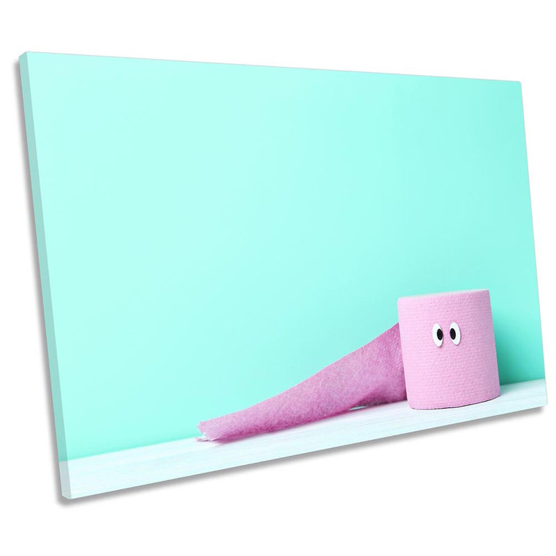 Pink Toilet Roll Eyes Bathroom Framed - Wrapped Canvas Print, 30.5cm H x 45.7cm W x 2cm D