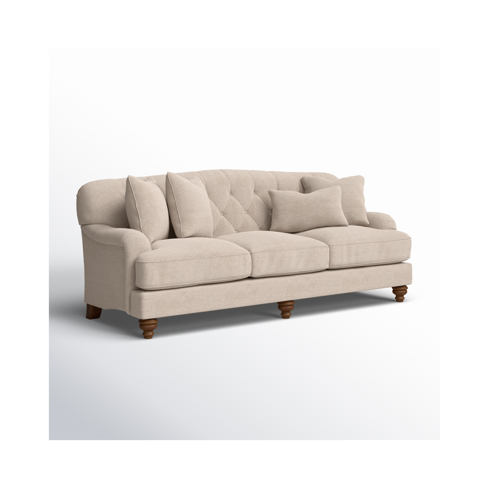 Sullivan 90'' Upholstered Sofa, No, Pecan, Index 10 White Performance Twill